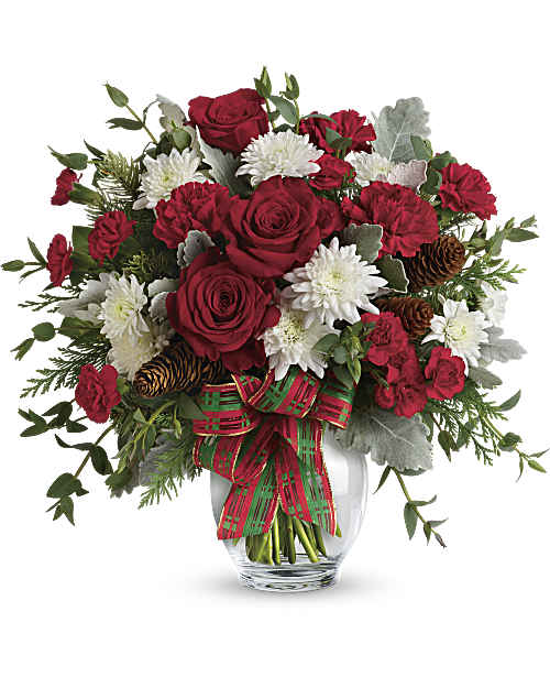 White | Carnations | Holiday Shine Bouquet | Same Day Flower Delivery by Teleflora