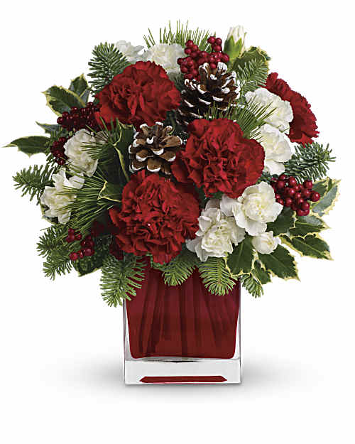 White | Carnations | Make Merry Bouquet | Same Day Flower Delivery by Teleflora