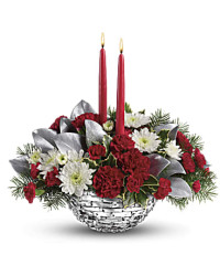 White | Carnations | Winter Magic Centerpiece | Same Day Flower Delivery by Teleflora