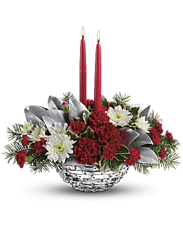 White | Carnations | Winter Magic Centerpiece | Same Day Flower Delivery by Teleflora
