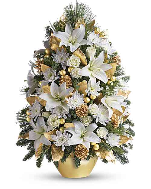 White | Lilies | Celebration Tree Bouquet | Same Day Flower Delivery by Teleflora