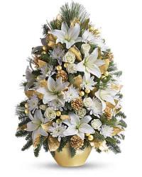 White | Lilies | Celebration Tree Bouquet | Same Day Flower Delivery by Teleflora
