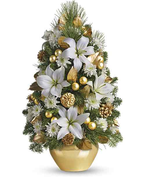 White | Lilies | Celebration Tree Bouquet | Same Day Flower Delivery by Teleflora