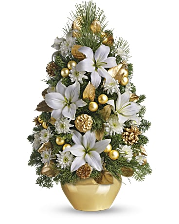 White | Lilies | Celebration Tree Bouquet | Same Day Flower Delivery by Teleflora