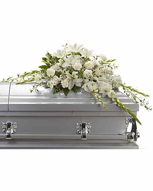 White | Mixed Bouquets | Bountiful Memories Casket Spray | Same Day Flower Delivery by Teleflora