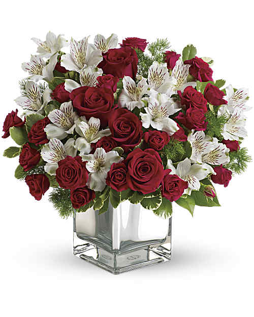 White | Mixed Bouquets | Christmas Blush Bouquet | Same Day Flower Delivery by Teleflora