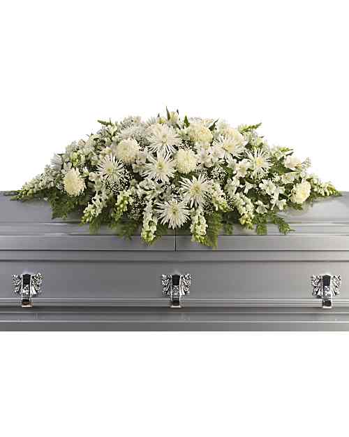 White | Mixed Bouquets | Enduring Light Casket Spray | Same Day Flower Delivery by Teleflora