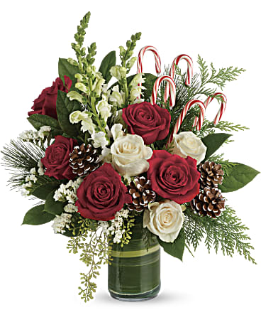 White | Mixed Bouquets | Festive Pines Bouquet | Same Day Flower Delivery by Teleflora