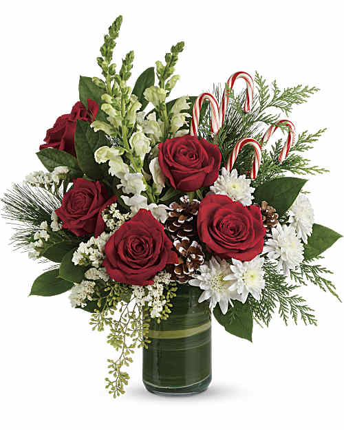 White | Mixed Bouquets | Festive Pines Bouquet | Same Day Flower Delivery by Teleflora