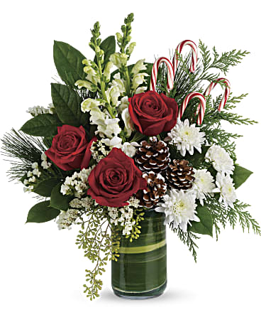 White | Mixed Bouquets | Festive Pines Bouquet | Same Day Flower Delivery by Teleflora