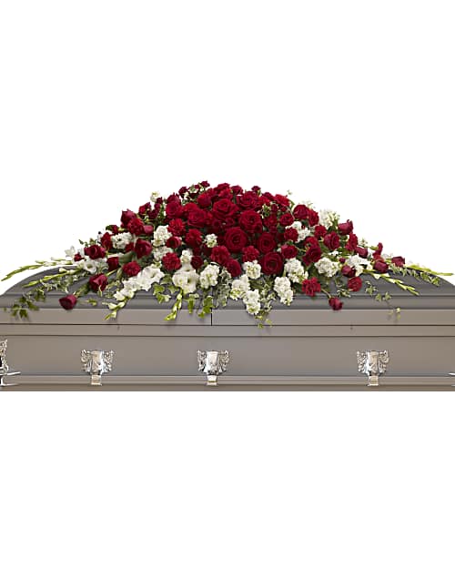 White | Mixed Bouquets | Garden Of Grandeur Casket Spray | Same Day Flower Delivery by Teleflora