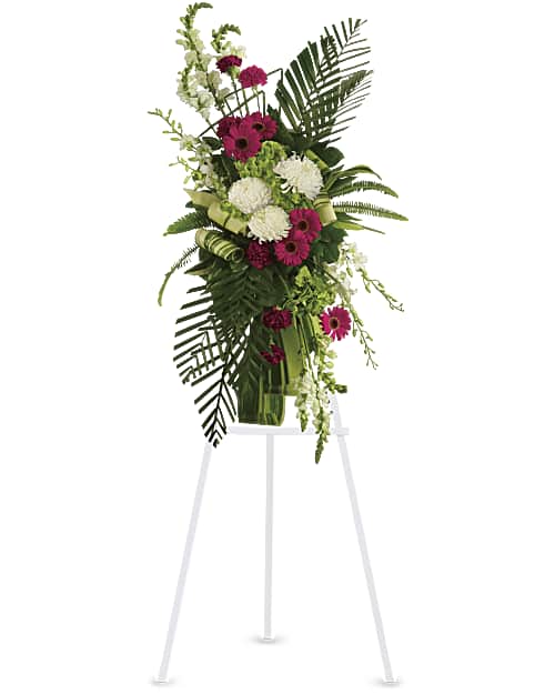 White | Mixed Bouquets | Gerberas And Palms Spray | Same Day Flower Delivery by Teleflora