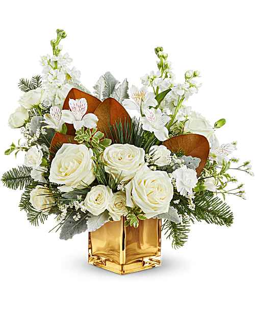 White | Mixed Bouquets | Golden Glitz Bouquet | Same Day Flower Delivery by Teleflora