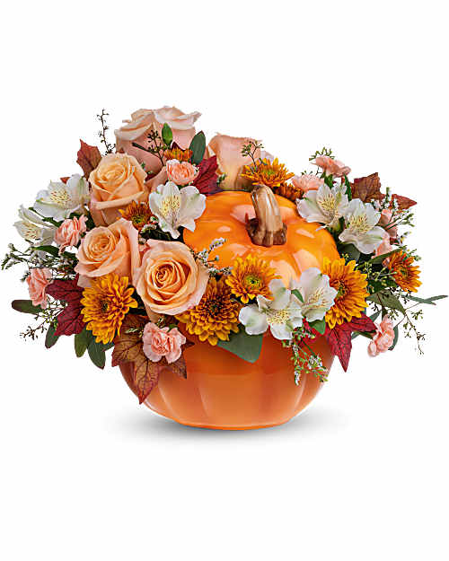 White | Mixed Bouquets | Hello Pumpkin Bouquet | Same Day Flower Delivery by Teleflora