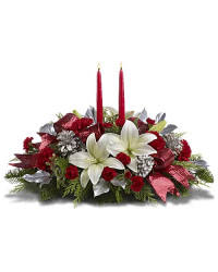 White | Mixed Bouquets | Lights Of Christmas Centerpiece | Same Day Flower Delivery by Teleflora
