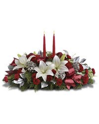 White | Mixed Bouquets | Lights Of Christmas Centerpiece | Same Day Flower Delivery by Teleflora