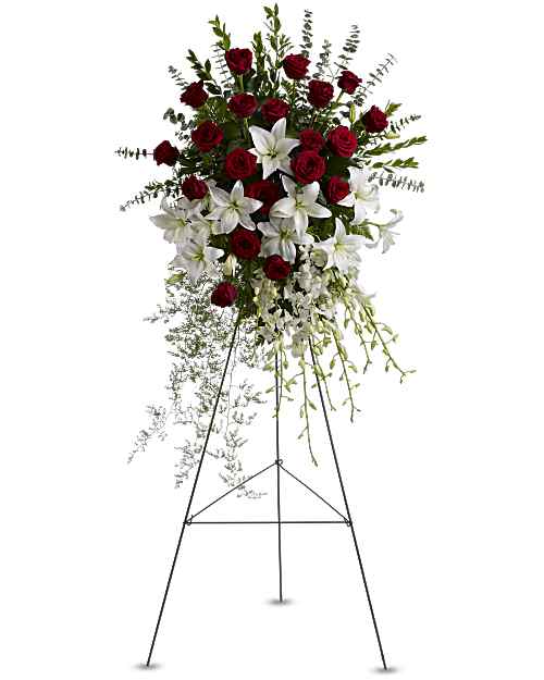 White | Mixed Bouquets | Lily And Rose Tribute Spray | Same Day Flower Delivery by Teleflora