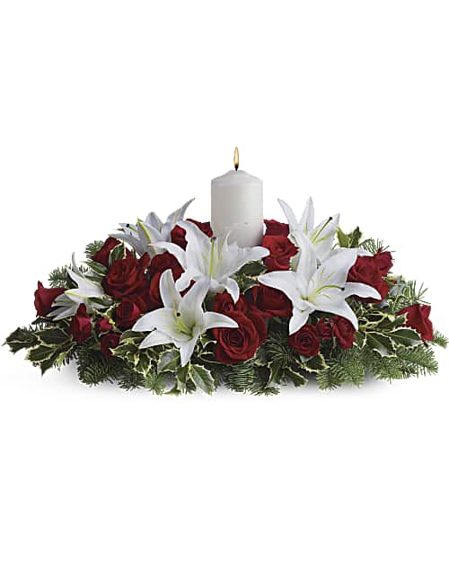 White | Mixed Bouquets | Luminous Lilies Centerpiece | Same Day Flower Delivery by Teleflora