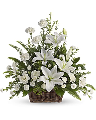 White | Mixed Bouquets | Peaceful White Lilies Basket Bouquet | Same Day Flower Delivery by Teleflora