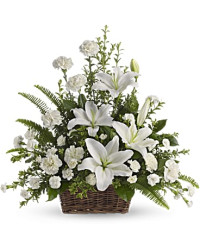 White | Mixed Bouquets | Peaceful White Lilies Basket Bouquet | Same Day Flower Delivery by Teleflora