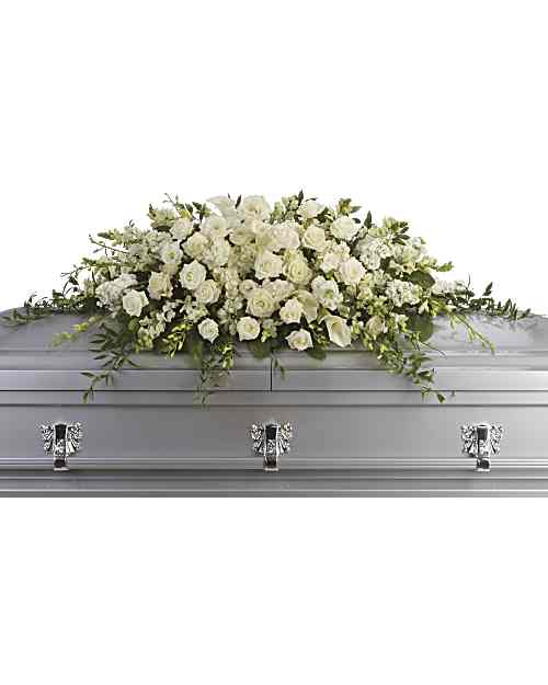 White | Mixed Bouquets | Purity And Peace Casket Spray | Same Day Flower Delivery by Teleflora