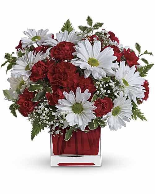 White | Mixed Bouquets | Red And White Delight Bouquet | Same Day Flower Delivery by Teleflora