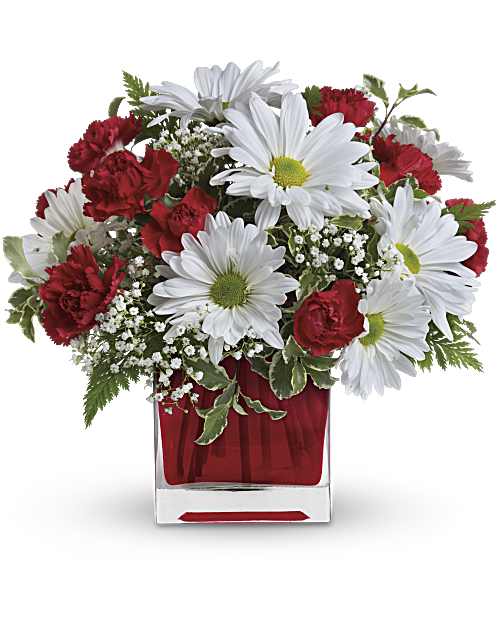 White | Mixed Bouquets | Red And White Delight Bouquet | Same Day Flower Delivery by Teleflora