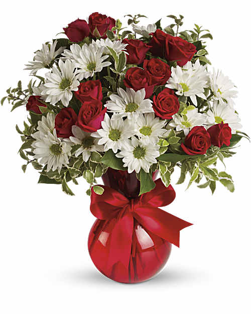 White | Mixed Bouquets | Red, White And You Bouquet | Same Day Flower Delivery by Teleflora