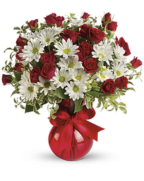White | Mixed Bouquets | Red, White And You Bouquet | Same Day Flower Delivery by Teleflora