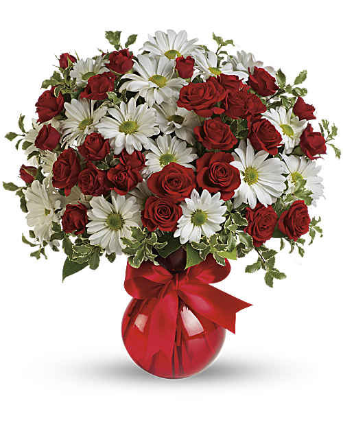 White | Mixed Bouquets | Red, White And You Bouquet | Same Day Flower Delivery by Teleflora