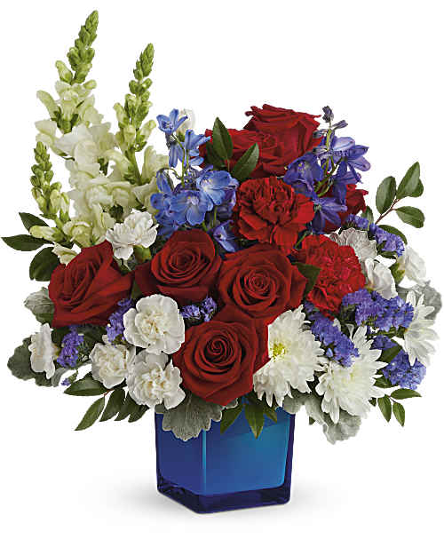 White | Mixed Bouquets | Red, White, & Blooms Bouquet | Same Day Flower Delivery by Teleflora