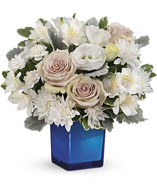 White | Mixed Bouquets | Serene Sky Bouquet | Same Day Flower Delivery by Teleflora