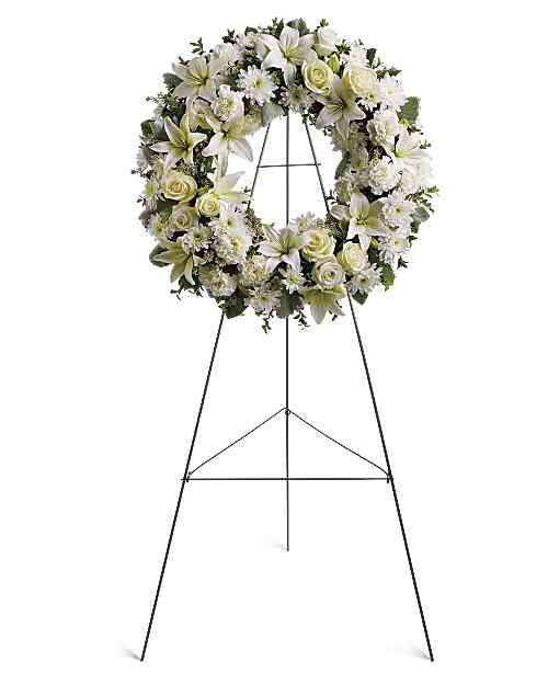White | Mixed Bouquets | Serenity Wreath | Same Day Flower Delivery by Teleflora