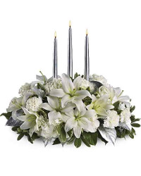 White | Mixed Bouquets | Silver Elegance Centerpiece | Same Day Flower Delivery by Teleflora