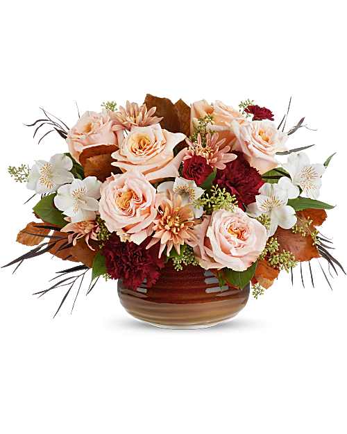White | Mixed Bouquets | Sunset Stone Centerpiece | Same Day Flower Delivery by Teleflora