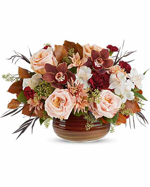 White | Mixed Bouquets | Sunset Stone Centerpiece | Same Day Flower Delivery by Teleflora
