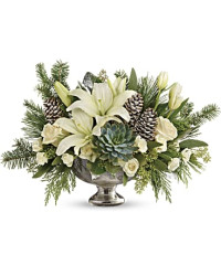 White | Mixed Bouquets | Winter Wilds Centerpiece | Same Day Flower Delivery by Teleflora