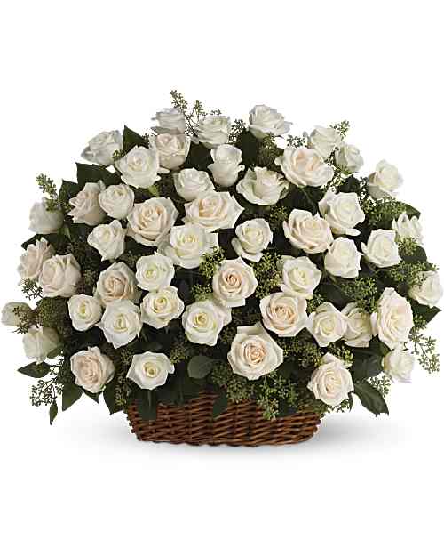 White | Roses | Bountiful Rose Basket | Same Day Flower Delivery by Teleflora