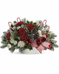 White | Roses | Jolly Candy Cane Bouquet | Same Day Flower Delivery by Teleflora