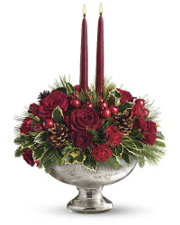 White | Roses | Mercury Glass Bowl Bouquet | Same Day Flower Delivery by Teleflora