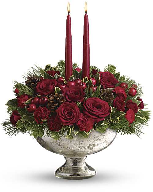 White | Roses | Mercury Glass Bowl Bouquet | Same Day Flower Delivery by Teleflora
