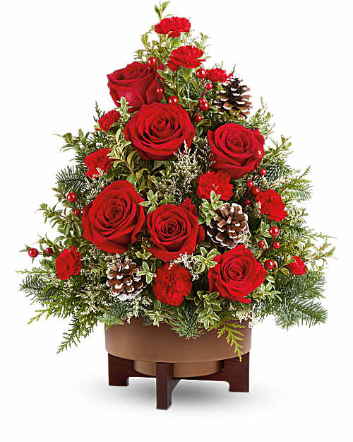 White | Roses | Season's Greetings Tree | Same Day Flower Delivery by Teleflora