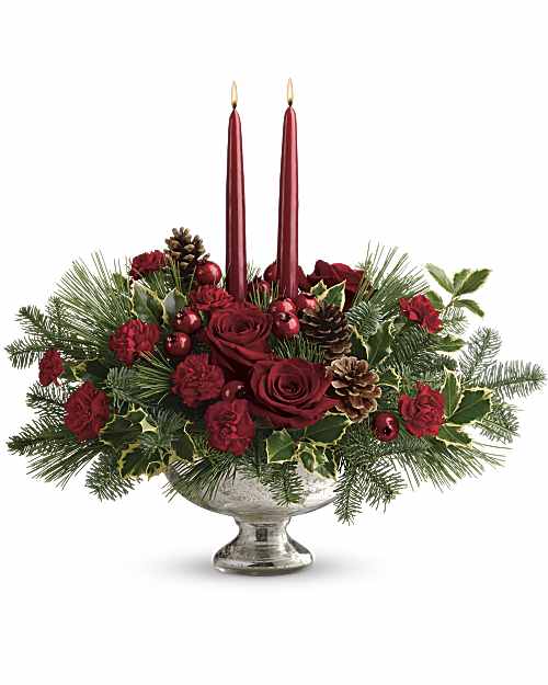 White | Roses | Shining Bright Centerpiece | Same Day Flower Delivery by Teleflora