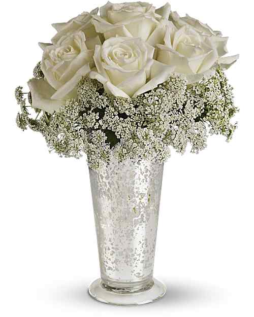 White | Roses | White Lace Centerpiece | Same Day Flower Delivery by Teleflora