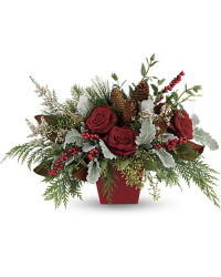 White | Roses | Winter Blooms Centerpiece | Same Day Flower Delivery by Teleflora