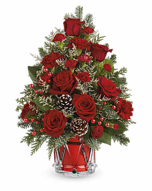 White | Roses | Yuletide Sparkle Tree | Same Day Flower Delivery by Teleflora