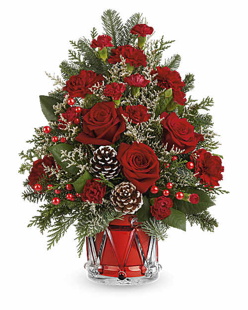 White | Roses | Yuletide Sparkle Tree | Same Day Flower Delivery by Teleflora