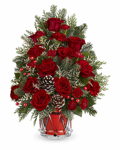 White | Roses | Yuletide Sparkle Tree | Same Day Flower Delivery by Teleflora