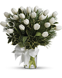 White | Tulips And Pine Bouquet | Same Day Flower Delivery by Teleflora