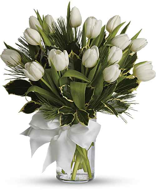 White | Tulips And Pine Bouquet | Same Day Flower Delivery by Teleflora